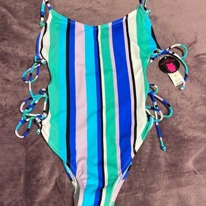 Swim suit stripes cheeky